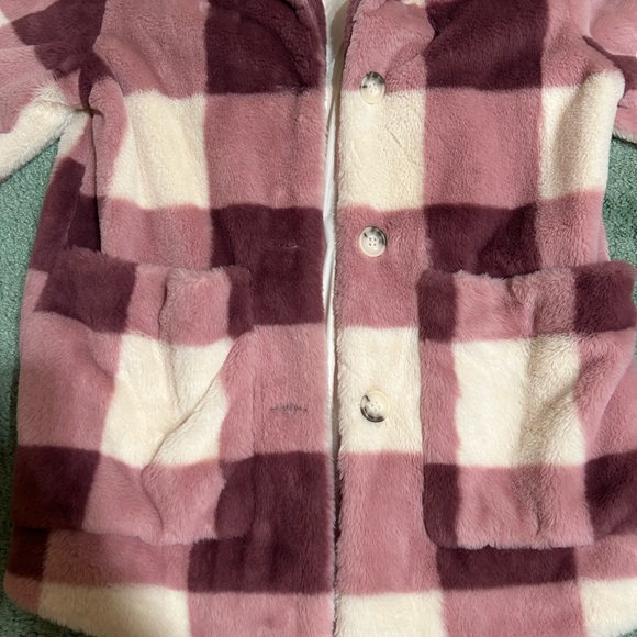 Pink Checkered Fur Coat - Picture 3 of 8